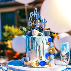 75 Pieces Cake Balls Topper Decorations Foam Cupcake Topper Mini Balloon Cake Topper Balls Cake Picks for Cake Deco Birthday Party Wedding（Dark Blue,Blue, Gold, White）