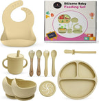 12-Piece Silicone Baby Feeding Set – Suction Bowl, Divided Plate, Bib, Utensils & More – BPA-Free Toddler Mealtime Essentials for Self-Feeding & Baby-Led Weaning