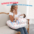 Nursing Pillow for Breastfeeding, Breastfeeding Essentials for Newborn, More Support for Mom and Baby, with Adjustable Waist Strap and Removable Cotton Cover (Black)