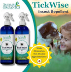 3 Moms Organics, TickWise 16oz Extra Strength Double Mama 2-Pack - DEET- Free, Tick and Insect Repellent, Plant Based Essential Oils, All Natural Ingredients, Safe for Kids, Adults, Dogs & Horses