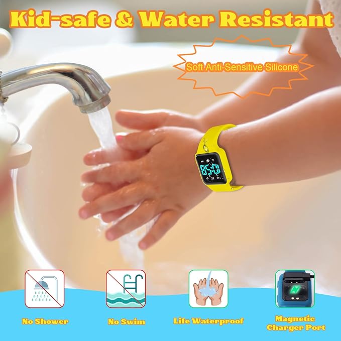 Potty Training Watch for Toddlers with Countdown, Magnetic Charging, Flashing Lights, Fun Music or Vibration Alerts - Waterproof Interactive Toilet Training Reminder for Boys & Girls Ages 2-9