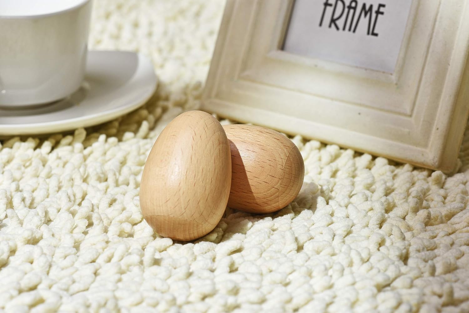 4 PCS Wood Egg Shakers Set, Musical Percussion Instruments, Natural Finish