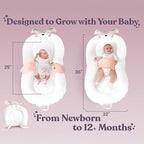 Infant Support Pillow with Adjustable Side Panels - Portable Cushion with Milestone Circles for 0-12 Months - Pink