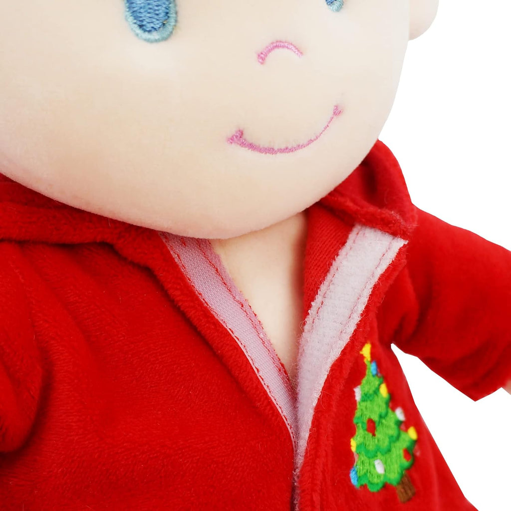 June Garden 12" Sweet Dolly Dasher - Stuffed Ultra Soft Baby Reindeer Doll for Birth and Up - Removable Red Outfit