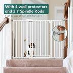 BABELIO 36" Tall Baby Gate, 29-55" Auto Close Pressure Mounted Dog Gate for Doorways & Hallway, Pressguard Basics Easy Walk Thru Pet Gate, Extra Wide Metal Child Gate, White