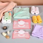2 Pcs White Baby Wipes Case Travel Holder, Wipe Case Travel Holder Keeps Wipes Moist Set of Wet Diaper Portable Travel On The Go Refillable Dispenser Waterproof Wipe Container with Sealed Diapering
