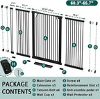 Fairy Baby 40.5" Extra Tall Baby Gate Pressure Mounted, 60.3"-65.7" Extra Wide Dog Gate Indoor for The House Doorway, Metal Safety Child Gate for Kids, Auto Close Swing Pet Gate for Stairs, Black