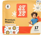 Hello Bello Diapers, Size 6 (35 lbs) Wild Cats, 17 Count of Premium Disposable Baby Diapers, Hypoallergenic with Soft, Cloth-Like Feel