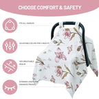 80S Muslin Car Seat Cover for Babies - Soft & Breathable Infant Carrier Canopy, Lightweight Sunshade for Summer, Universal Fit for Baby Boys & Girls