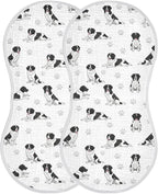 2 Pack Muslin Burp Cloths Collie Dogs Cute White Cotton Baby Burp Cloths Ultra Absorbent Soft Burping Cloth Washcloths for Baby Boys Girls 22x11 Inch