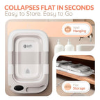 Collapsible Bathtub Baby for Infants & Newborns w/Thermometer, Drain Plug with Heat Sensor & Scoop – Compact Travel Baby Bath Space-Saving Bath for Travel, Shower & Small Bathrooms