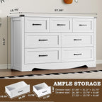 7-Drawer Dresser for Bedroom, Modern Wooden Chest of Drawers with Metal Handles, Anti-Tipping Design, Sturdy and Stable Storage Organizer for Living Room, Entryway, Home Office