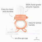 Moss and Fawn Little Explorer Kit - Silicone Frozen Breast Milk Popsicle Kit with Forage Feeder, Teething Popsicle Ice Cube Tray, & Gather & Roll Baby Feeding Bib - BPA, PVC, & Lead-Free - Bloom