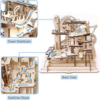 ROKR 3D Wooden Puzzles Marble Run Set - Mechanical Model Kit for Adults DIY Roller Coaster Toys Gifts for Boys/Girls (Marble Fortress)