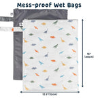 Tiny Twinkle Mess-Proof Waterproof Wet Dry Bag | 2-Pack Reusable Wet Bags for Swimsuits & Baby Clothes | Leakproof Wet Bag for Travel & Diaper Changes for Baby (Dinosaur)
