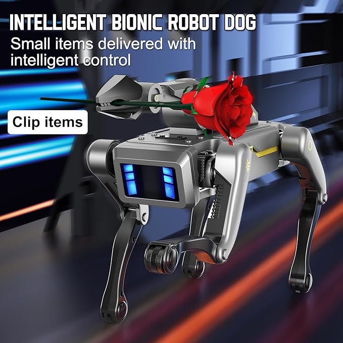 Smart Robot Dog Robotic Puppy Dog with Clamp Arm, 20+ Interactive Voice Commands Actions Programming AI for gripping STEM Pet, Durable ABS Design USB Fast Rechargeable Companion Gift for Kids Adults
