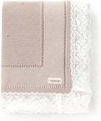 100% Organic Cotton Baby Blanket Knitted Softer Receiving Swaddle Warm Cozy Cuddle Crib Blanket for Newborns Infants Toddlers Boy and Girls Camel