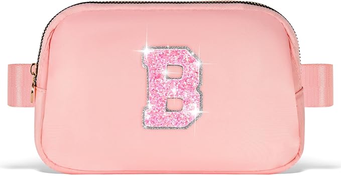 Bridesmaid Gifts - Wedding Day Proposal, Bridal Shower, Maid of Honor - Fanny Pack Belt Crossbody Bag | Peach, Initial B