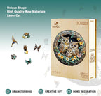 Wooden Puzzles for Adults - 3D Vision Effects Owl Family Wooden Jigsaw Puzzle - Unique Animal Shaped Wood Puzzles Adult - Creative Birthday Gift Family Game (100pcs)