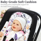 Pea Pod Infant Car Seat Insert with 3 Strap Covers, 3 in 1 Reversible Floral Baby Car Seat Head Support for Newborn, 3D Soft Minky Carseat Cushion for Preemie to Infant, Stroller, Swing, Bouncer