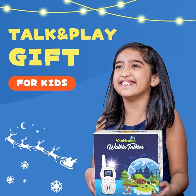 Wishouse Walkie Talkies for Kids Rechargeable Long Range,4 5 6 7 8 Year Old Boy Girl Birthday Gift,Camping Games Cool Toys Ideas for Children with 6000mAh Batteries,Flashlight,Lanyard,2 Pack Pink Blue