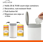Spectrum Disinfecting Wipes Container with Push Button Lid - Refillable Dispenser for Bathroom, Kitchen, Classroom, Countertop, & Home - Stainless Steel & Rust-Resistant Disinfectant Wipes Holder