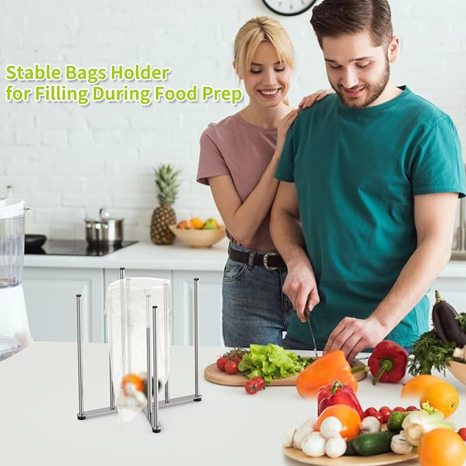 Reusable Bag & Bottle Drying Rack, Baby Bottle Drying Rack, Collapsible Cup Drying Rack for Glass, Mugs -Stainless Steel Countertop Organizer