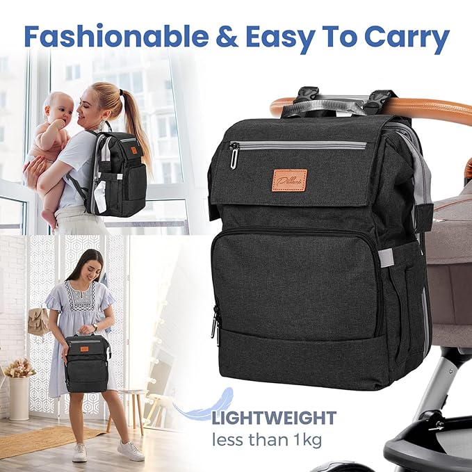 PILLANI Baby Diaper Bag Backpack - Large Bag for Boys & Girls, Waterproof Diaper Backpack - Travel Diaper Bags w/Changing Pad, Baby Registry Search & Shower Gifts - Essentials Must Haves Newborn Stuff