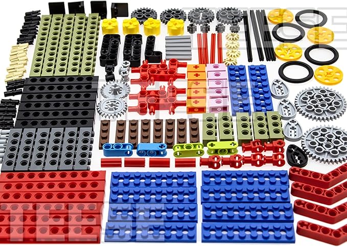 184pcs Technic-Beam-Gears-Axles-Pins-Wheels-Tires, Compatible with Technic-Parts, for STEM-MOC-EV3-Project-Track-Car-Bulk- Blocks (Random Color)