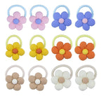 12-Pack Playful Sunflower Hair Ties For Kids Colorful Braided Elastics With 3D Floral Design Girls' Hair Bows (6 Vibrant Color Sets)