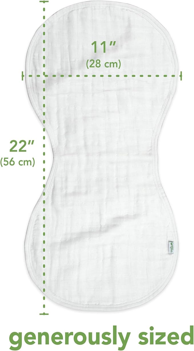 Green Sprouts Organic Cotton Muslin Burp Cloths, Adult Use Only, Hypoallergenic, Standard 100 by Oeko-TEX® Certified, Tested for Hormones, Large