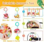 Jollybaby Crib Stroller Car Seat Toys for Baby 0-3-6-9-12 Months, Tummy Time Hanging Sensory Toys for Newborn with Music Box and Teether, Spiral Carseat Toy for Infant Boys Girls Gifts (Yellow)