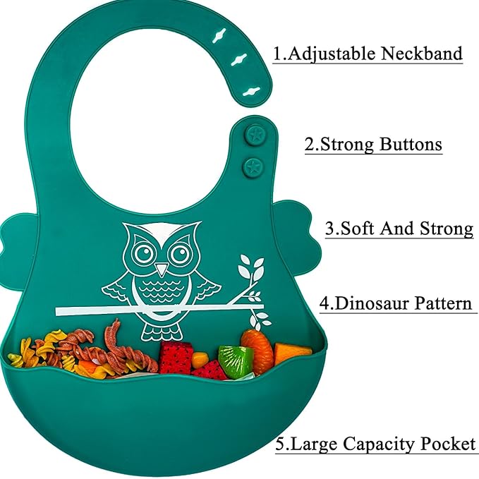 Silicone Feeding Set, Baby Led Weaning Supplies - Suction Plate and Bowl Set, Toddler Self Feeding Dish with Spoons, Forks, Sippy Cup and Adjustable Bib for 6+ Months - Blue
