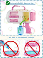 Upgraded Bubble Machine Gun - Auto Bubble Blower, 8000+ Bubbles Per Minute for Kids & Adults Indoor/Outdoor Party - Pink