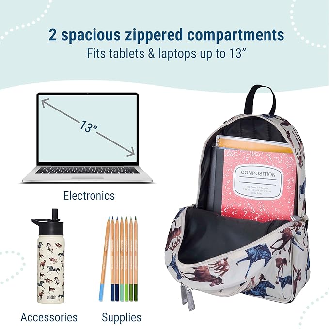 Wildkin 15-inch Kids Backpack – Durable, Padded, Adjustable for School & Travel - Horse Dreams