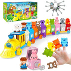 Farm Animals Train with 11 Finger Puppets, 10 Barns with Keys, Counting, Matching, Sorting Montessori Learning Toy for Toddlers 1 2 3 4 Years Old, Educational Birthday Gift for Boys Girls Kids, 36PCS