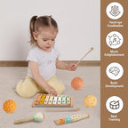 Baby Toys 6-12 Months Montessori Toys for Babies 9 Months,Wooden Musical Instruments Toy Stacking Building Blocks,Infant Teething Toys Sensory Balls,Xylophone,Birthday Gift for Toddlers 1+ Year Old