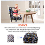 Toddler Booster Seat for Dining Table, Adjustable Safety Buckle Child Booster Seat with Backrest, PU Waterproof Easy Cleaning Portable Booster Cushion (Black)