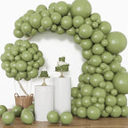 RUBFAC 129pcs Sage Green Balloons Different Sizes 18 12 10 5 Inch, Olive Green Latex Balloon Garland Arch Kit for Birthday Party Graduation Baby Shower Wedding Safari Jungle Balloon Decoration