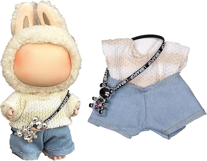 Clothes for 15/17cm Dolls(NO Doll) - Outfit for Labubu with Accessories Suit - Clothes Set for Dolls Dress Up