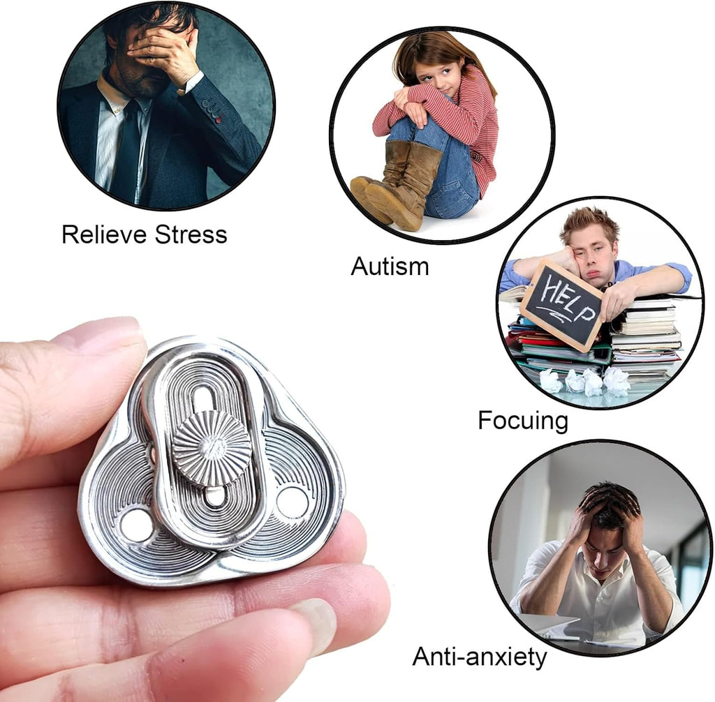 Metal Fidget Slider,Triangle Rotation Metal Fidget Toys, Clover Shape EDC Adult Toys ,Fidget Toys Adults for Stress and Anxiety Relief，ADHD Fidget Toys Adults Suitable for Office (Silver)