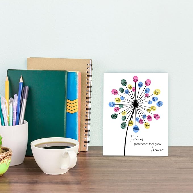 SHLINCO Teacher Thank You Gift Box, DIY Personalized Student Fingerprint Keepsake Set, Unique Year-End Gifts from Students to Teachers, Teacher Plant Seeds