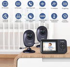 Smart Baby Monitor, 2.8in LCD, Night Vision, VOX, 2-Way Talk, 5 Lullabies 1500ft WiFi VideoBaby Monitor