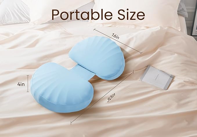 Pregnancy Pillow for Sleeping Memory Foam Pillow for Side Sleeper, Maternity Pillow Support for Back, Belly, HIPS for Pregnant Women, Portable and Adjustable Travel Wedge Pillows Cooling Blue