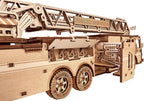 Wood Trick Rescue Firetruck Movable - Rotating Extendable Ladder - 3D Wooden Puzzles for Adults and Kids to Build - Rides up to 20 ft - Wooden Models Engineering DIY Project Mechanical Model Kit