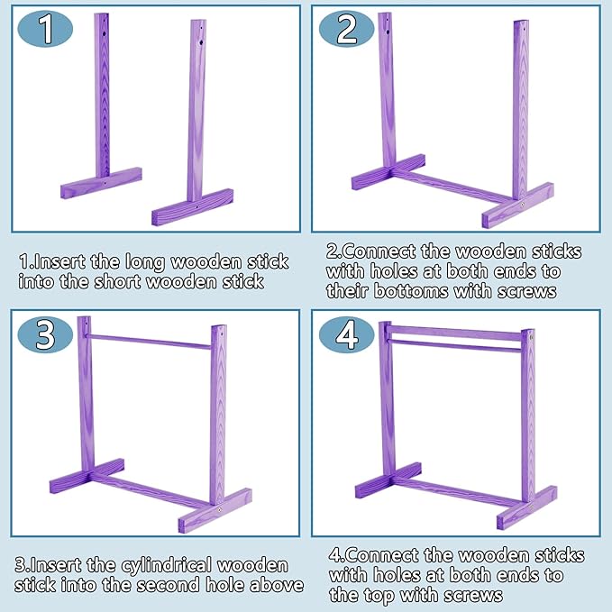 Civaner 11 Pcs Doll Garment Rack with Wooden Clothes Hanger for 18 Inch Girl Doll Clothes Mini Hangers Wardrobe Furniture Accessories for Dollhouse Baby Shower Supplies (Purple)