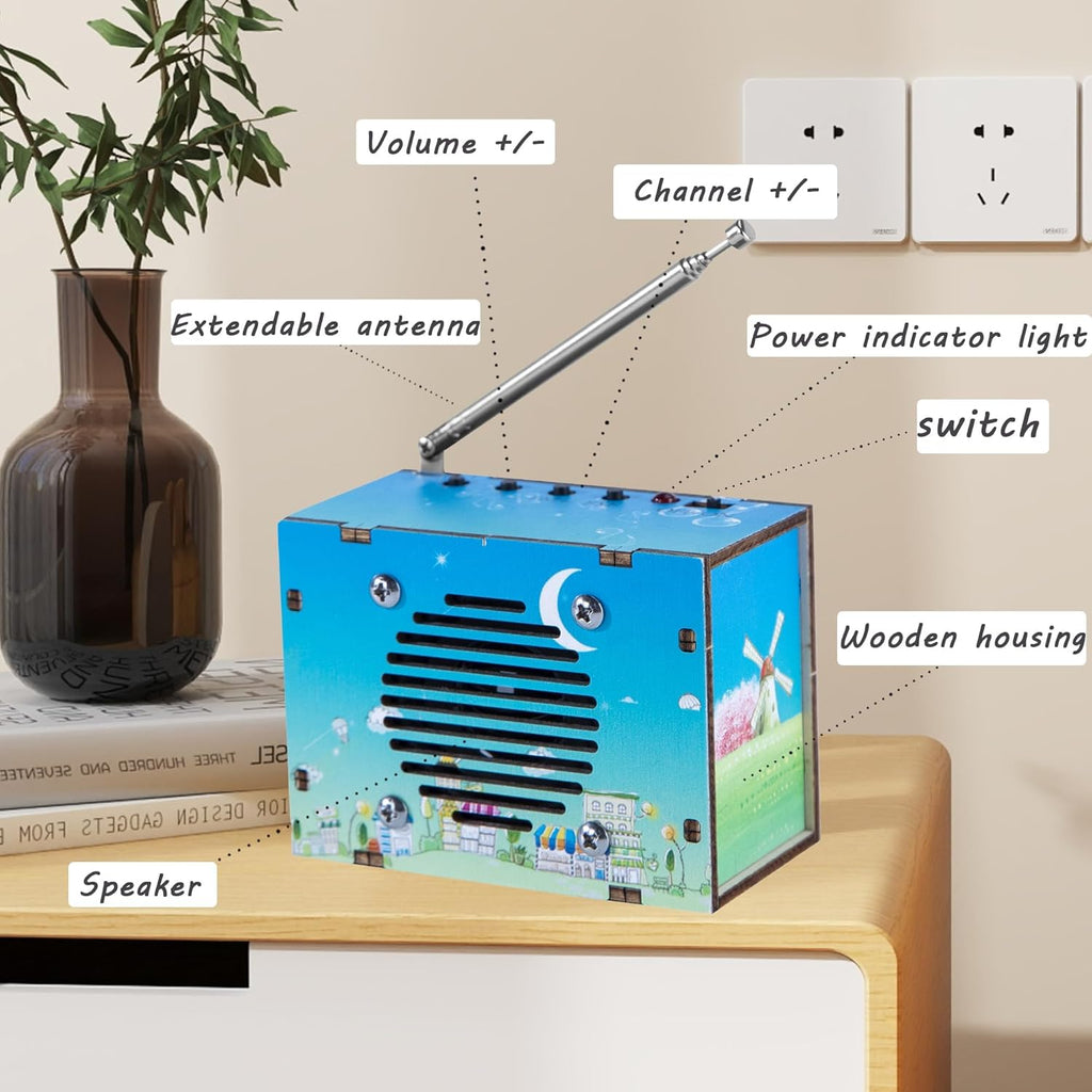 Science Kits for Kids Age 8-12 12-14, STEM Kits for Kids Age 8-10, STEM Toys Build Your Own FM Radio Kit, DIY Electronic Craft Projects Gifts for Teen Girls Boys 9 11 13 15 16+ Year Old (Printed Blue)