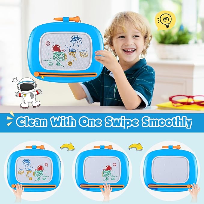 Smasiagon Toddler Girl Boy Toys,Magnetic Drawing Board for Toddlers 1-3,Early Learning Doodle Board Writing Painting Sketch Pad, Birthday Christmas Halloween Easter Gifts for 1 2 3 Year Old (Blue)