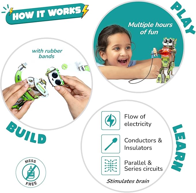 Smartivity Electro Play Lab for Kids Ages 8-14 I Electricity Kit with 9 Circuits Experiements & DIY Robot - Light & Sound Effects | STEM Science Project Kit | Birthday Gift for Boys & Girls