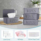 3 Pack Baby Wipes Dispenser Holder Wipe Container for Bathroom with Lid Toilet Tissue Paper Storage Refillable Box for Home Office Cars(Small,Gray)